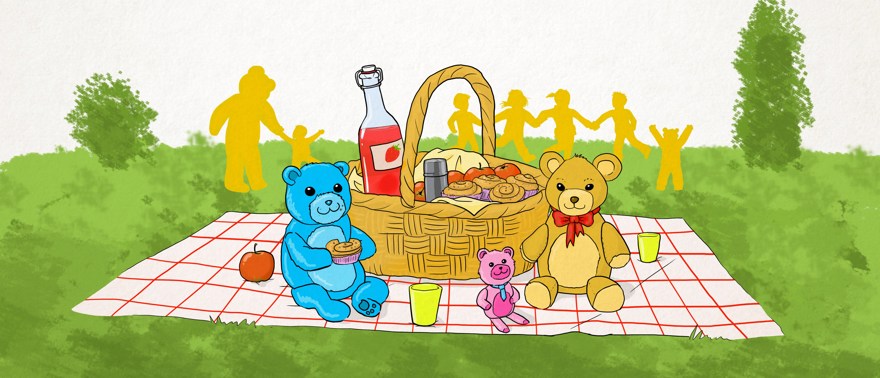 Illustration av nallepicknick